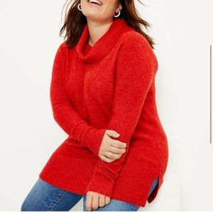 LOFT | Cowl Neck Tunic Orange Sweater